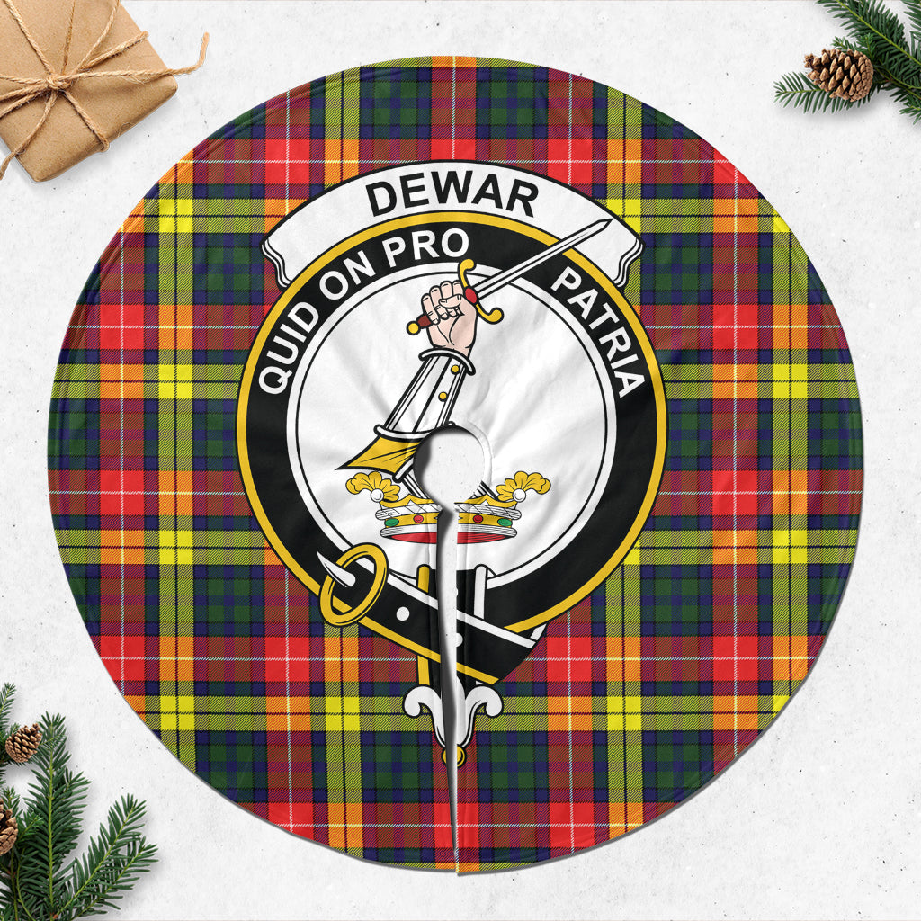 Dewar Tartan Christmas Tree Skirt with Family Crest 47*47 inch - Tartan Vibes Clothing