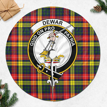 Dewar Tartan Christmas Tree Skirt with Family Crest 47*47 inch - Tartan Vibes Clothing