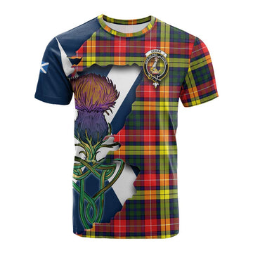 Tartan Vibes Clothing Dewar Tartan Family Crest Cotton T-shirt Scottish Thistle Celtic Inspired