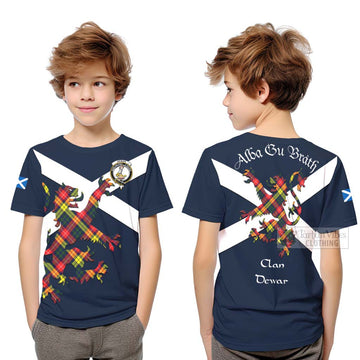 Dewar Tartan Lion Rampant Kid T-Shirt Proudly Display Your Heritage with Alba Gu Brath and Clan Name Youth XL Size14 - Tartan Vibes Clothing