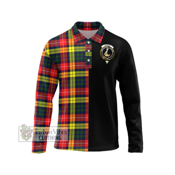 Dewar Tartan Long Sleeve Polo Shirt with Family Crest and Half Of Me Style Unisex - Tartan Vibes Clothing