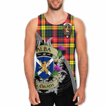 Dewar Tartan Family Crest Men's Tank Top Lion Rampant Royal Thistle Shield Celtic Inspired Men - Tartan Vibes Clothing