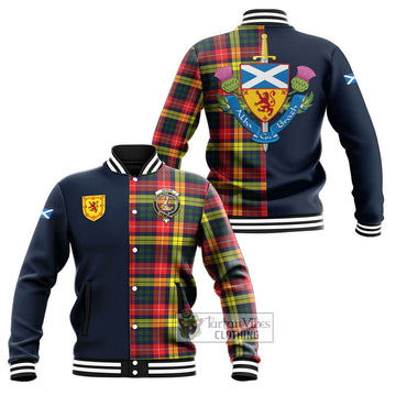 Dewar Tartan Baseball Jacket Alba with Scottish Lion Royal Arm Half Style Unisex - Tartan Vibes Clothing