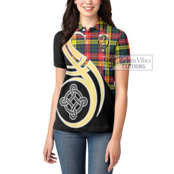 Dewar Tartan Women's Polo Shirt with Family Crest and Celtic Symbol Style Women - Tartan Vibes Clothing