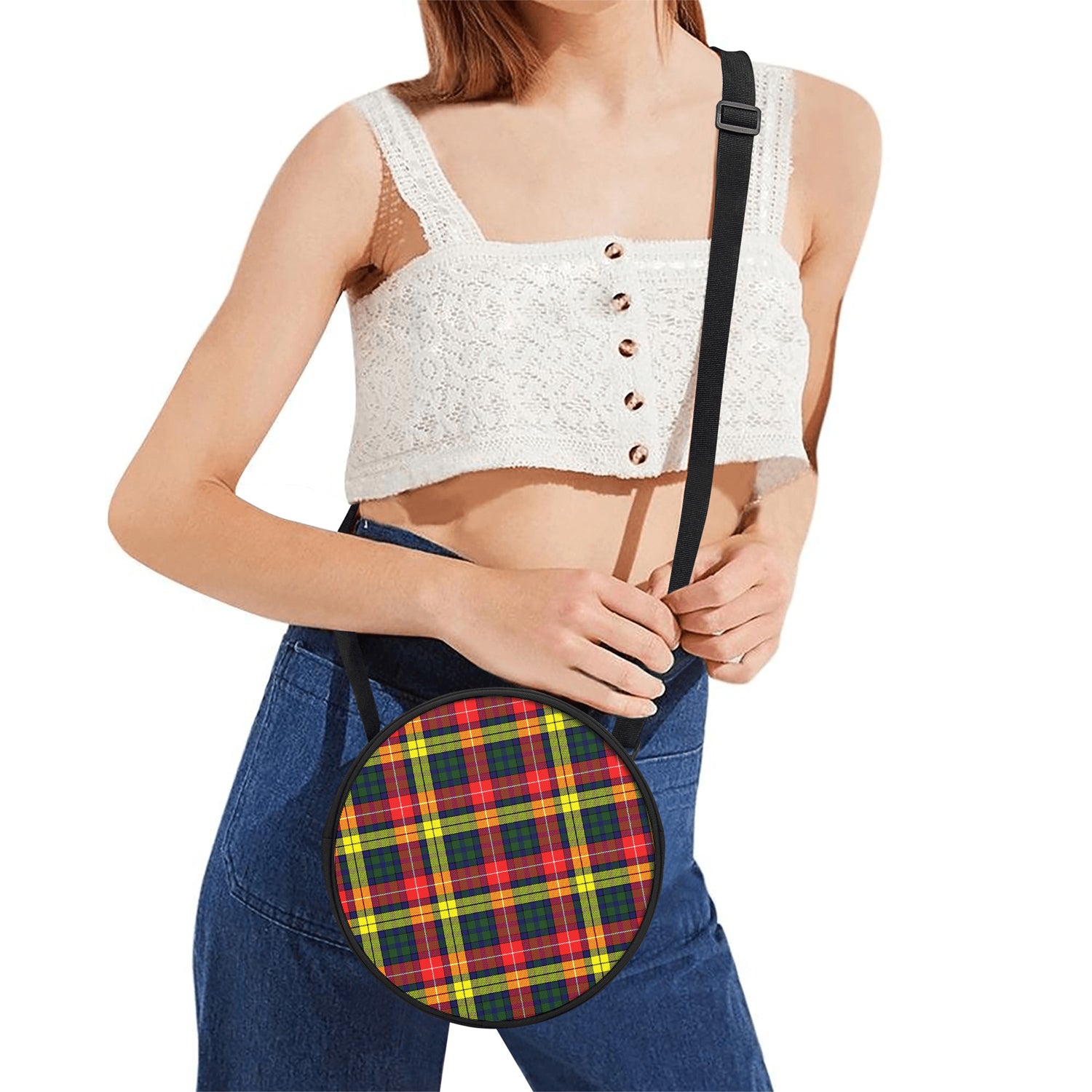 Dewar Tartan Round Satchel Bags One Size 9*9*2.7 inch - Tartan Vibes Clothing