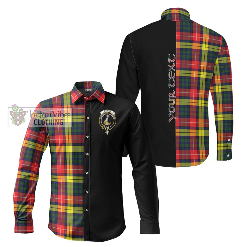Dewar Tartan Long Sleeve Button Shirt with Family Crest and Half Of Me Style Men's Shirt S - Tartanvibesclothing Shop