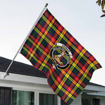 Tartan Vibes Clothing Dewar Tartan House Flag with Family Crest