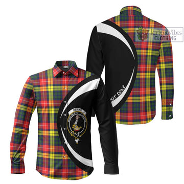 Dewar Tartan Long Sleeve Button Up with Family Crest Circle Style Men's Shirt S - Tartan Vibes Clothing