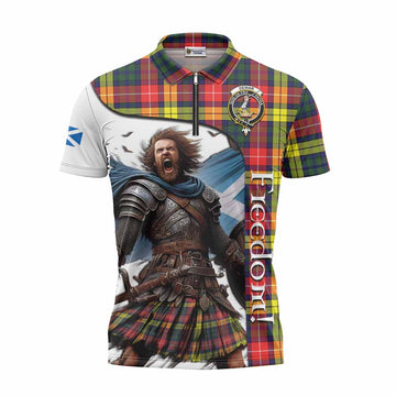 Dewar Crest Tartan Zipper Polo Shirt Inspired by the Freedom of Scottish Warrior Unisex - Tartan Vibes Clothing