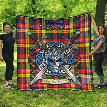 Dewar Tartan Quilt with Celtic Skull Alba Gu Brath Style Super King Quilt 91" x 110" - Tartan Vibes Clothing