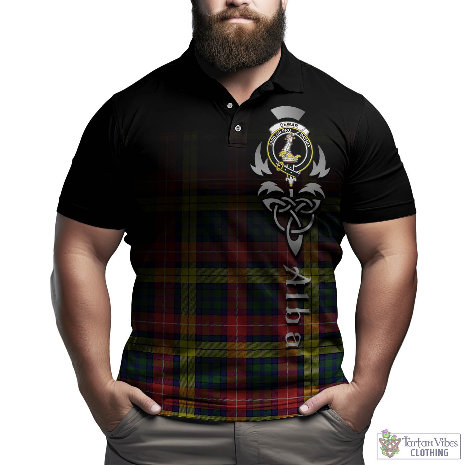 Dewar Tartan Polo Shirt Featuring Alba Gu Brath Family Crest Celtic Inspired Kid - Tartan Vibes Clothing