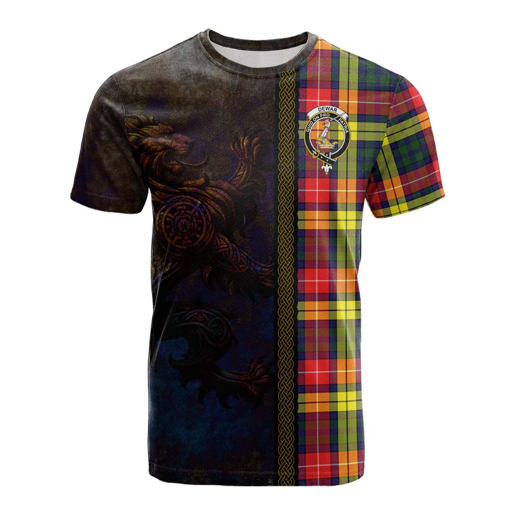 Dewar Tartan Family Crest Cotton T-shirt Alba Gu Brath Be Brave Lion Ancient Style Kid's Shirt - Tartan Vibes Clothing
