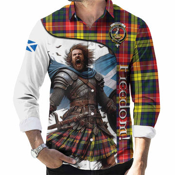 Dewar Crest Tartan Long Sleeve Button Shirt Inspired by the Freedom of Scottish Warrior Men's Shirt S - Tartan Vibes Clothing
