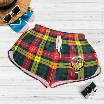Dewar Tartan Womens Shorts with Family Crest 4XL - Tartan Vibes Clothing
