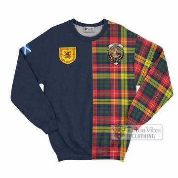 Dewar Tartan Sweatshirt Alba with Scottish Lion Royal Arm Half Style Unisex - Tartan Vibes Clothing