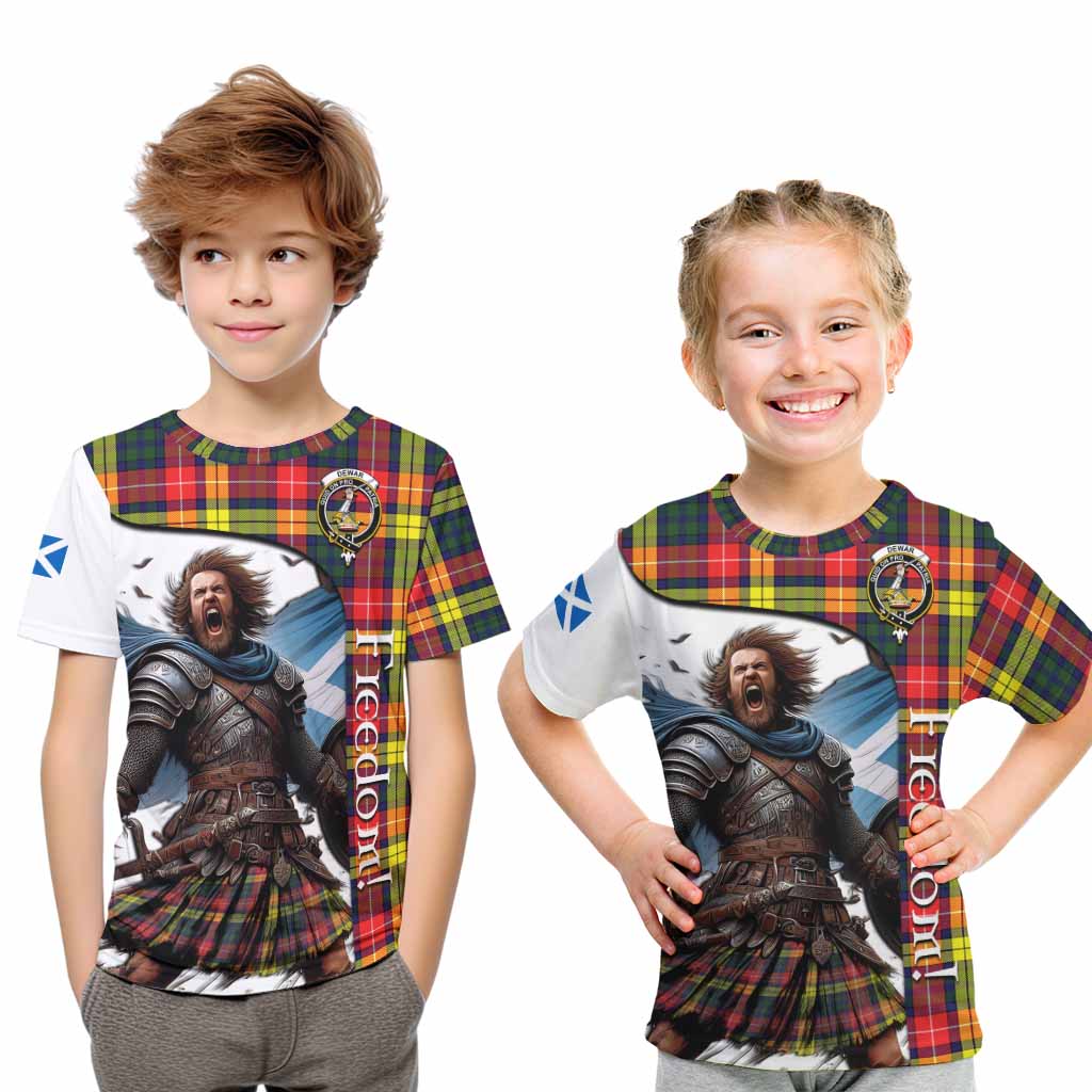 Dewar Crest Tartan Kid T-Shirt Inspired by the Freedom of Scottish Warrior Youth XL Size14 - Tartan Vibes Clothing