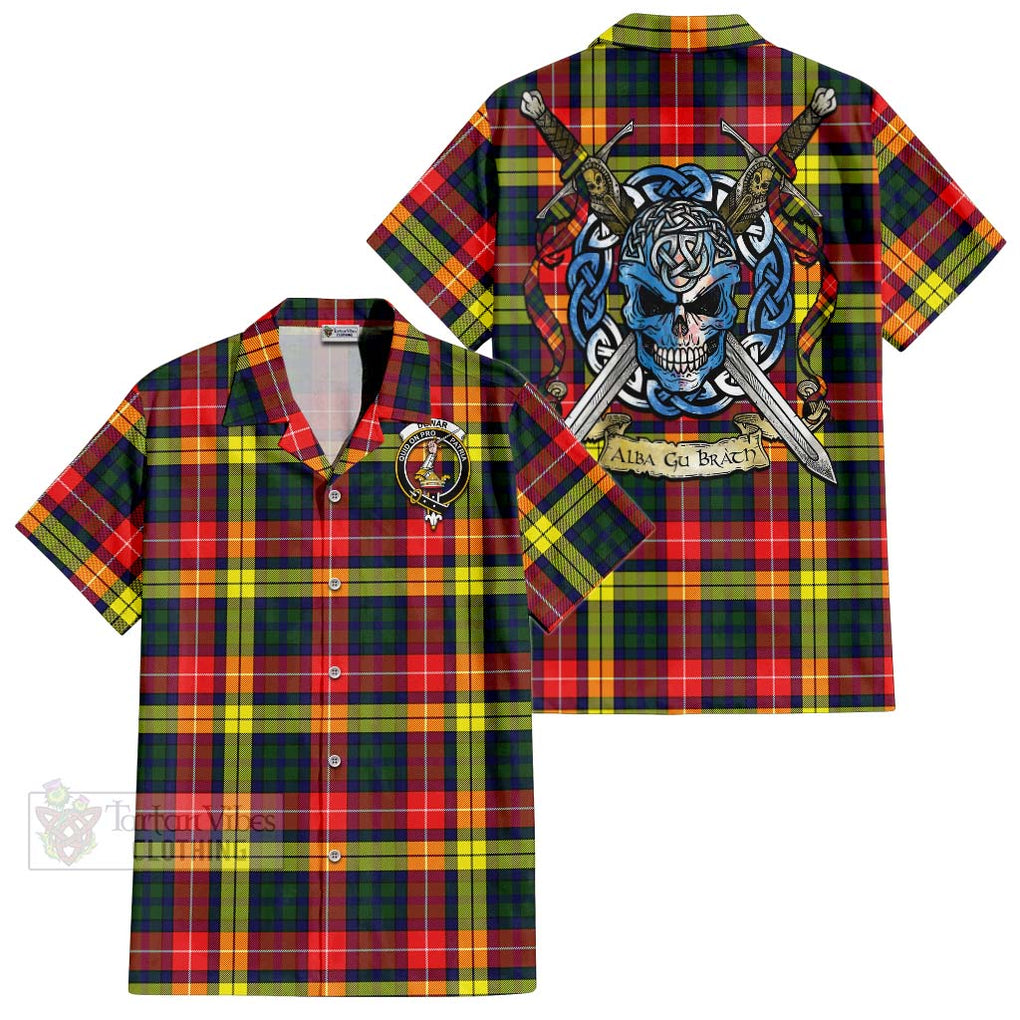 Dewar Tartan Hawaiian Shirt with Family Crest Celtic Skull Style Kid - Tartan Vibes Clothing