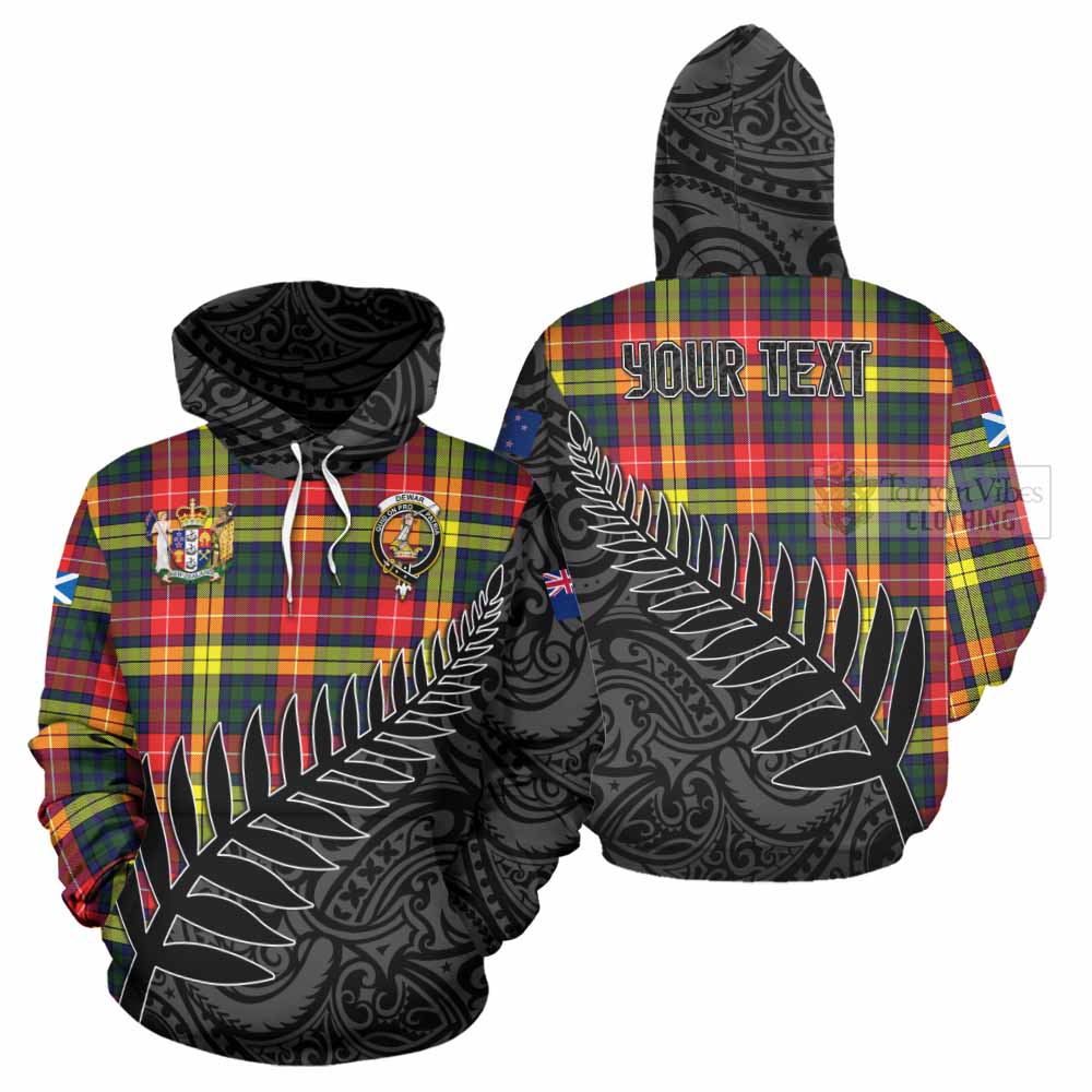 Dewar Crest Tartan Hoodie with New Zealand Silver Fern Half Style Zip Hoodie - Tartan Vibes Clothing