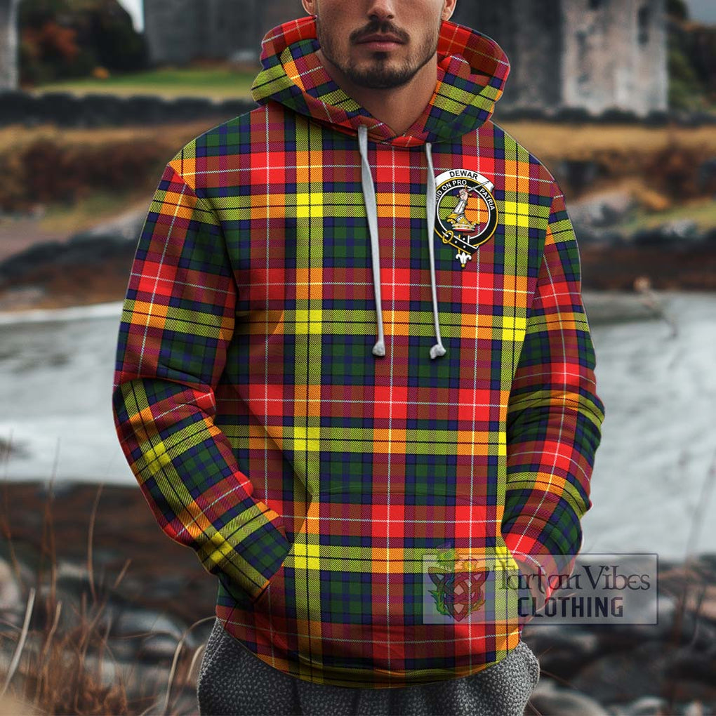 Dewar Tartan Cotton Hoodie with Family Crest Zip Hoodie - Tartan Vibes Clothing