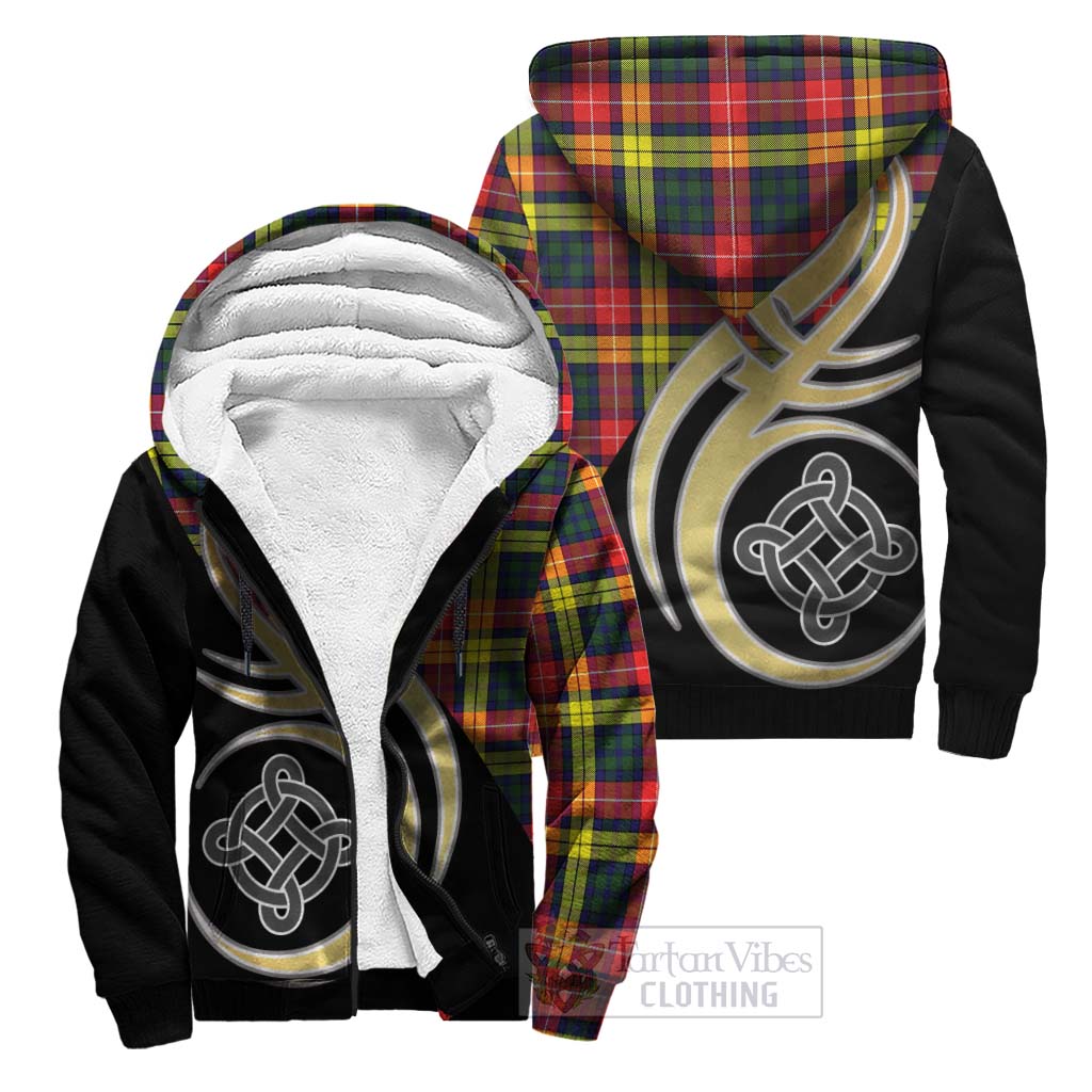 Dewar Tartan Sherpa Hoodie with Family Crest and Celtic Symbol Style Unisex S - Tartan Vibes Clothing