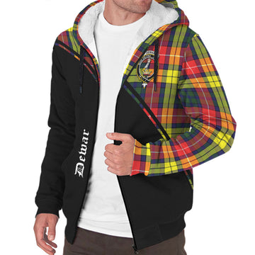Dewar Tartan Sherpa Hoodie with Family Crest Curve Style Unisex - Tartan Vibes Clothing