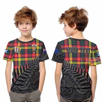 Dewar Crest Tartan Kid T-Shirt with New Zealand Silver Fern Half Style Youth XL Size14 - Tartan Vibes Clothing