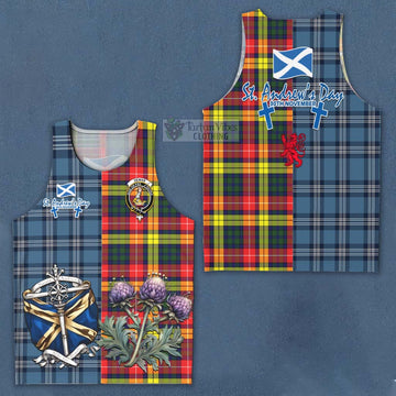 Dewar Tartan Men's Tank Top Happy St. Andrew's Day Half Tartan Style Men - Tartan Vibes Clothing
