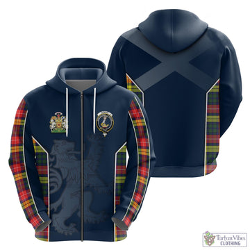 Dewar Tartan Hoodie with Family Crest and Lion Rampant Vibes Sport Style