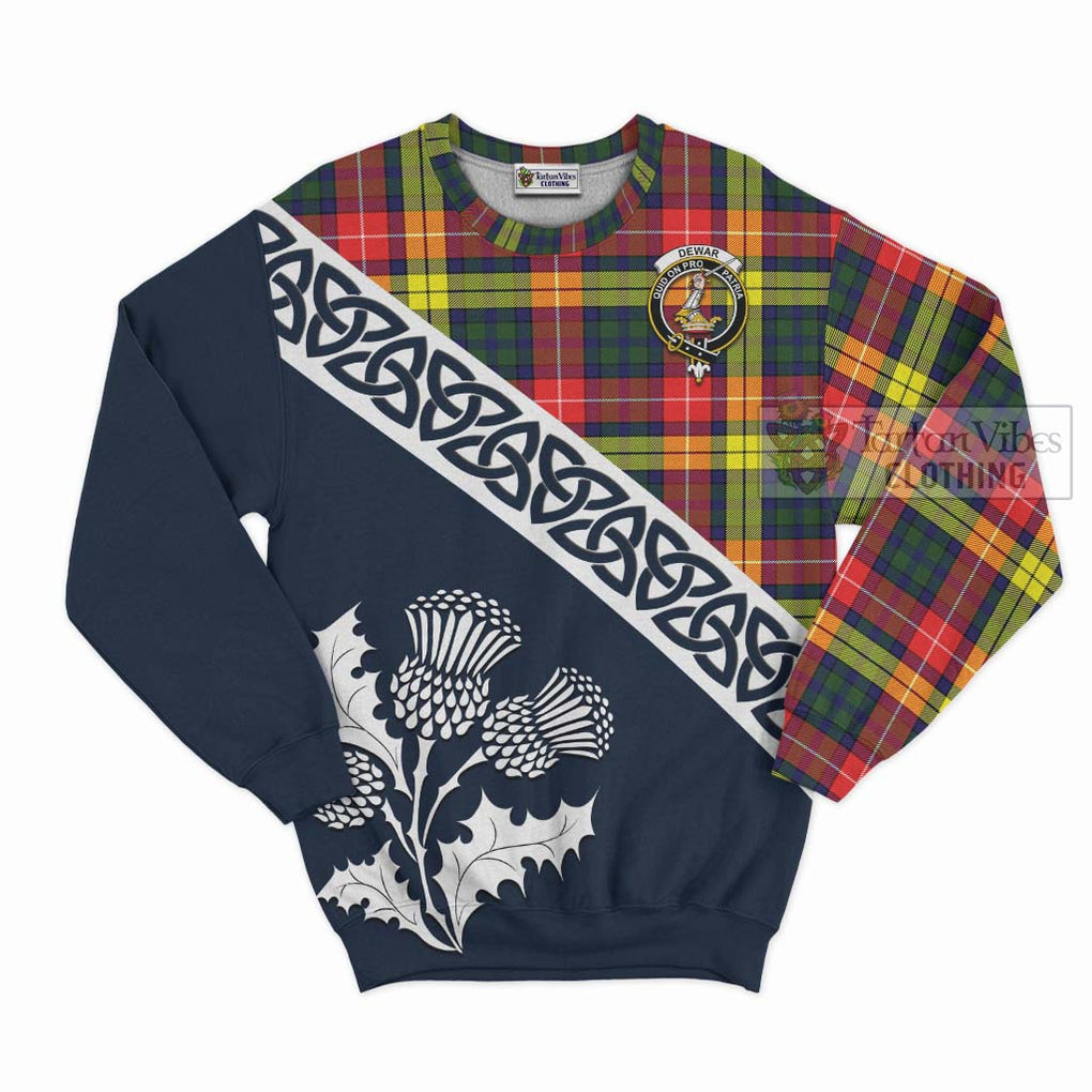 Dewar Tartan Sweatshirt Featuring Thistle and Scotland Map Unisex - Tartan Vibes Clothing