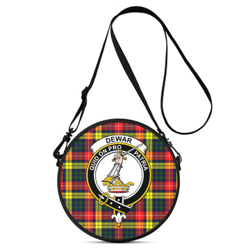 Dewar Tartan Round Satchel Bags with Family Crest One Size 9*9*2.7 inch - Tartan Vibes Clothing