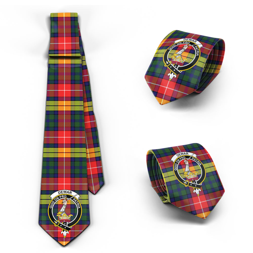 Dewar Tartan Classic Necktie with Family Crest Necktie One Size - Tartan Vibes Clothing