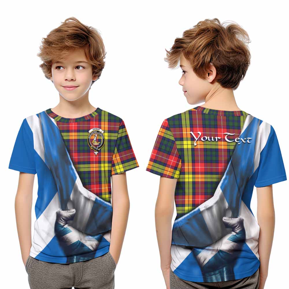 Dewar Tartan Kid T-Shirt with Family Crest Scotland Patriotic Style Youth XL Size14 - Tartan Vibes Clothing