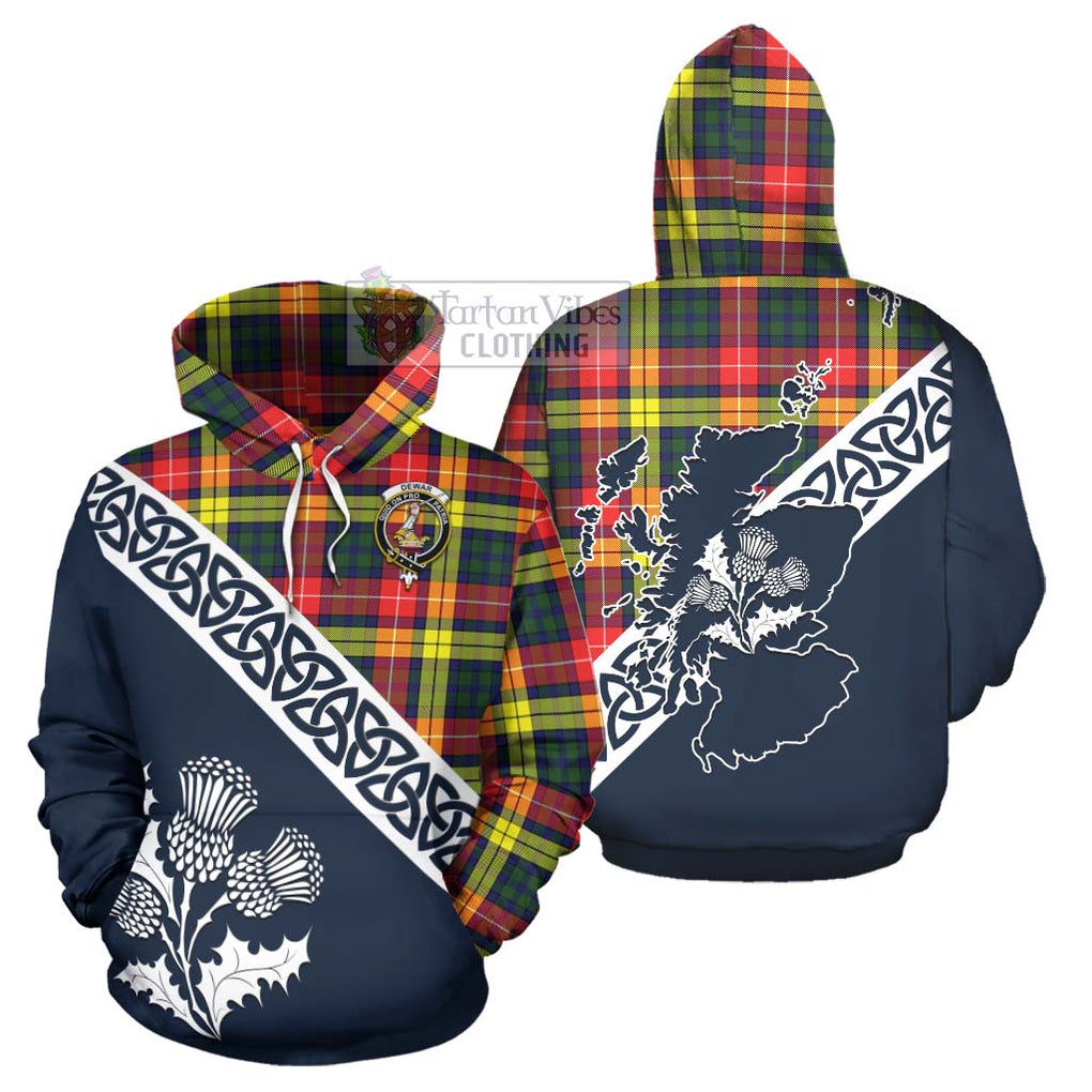 Dewar Tartan Hoodie Featuring Thistle and Scotland Map Zip Hoodie - Tartan Vibes Clothing