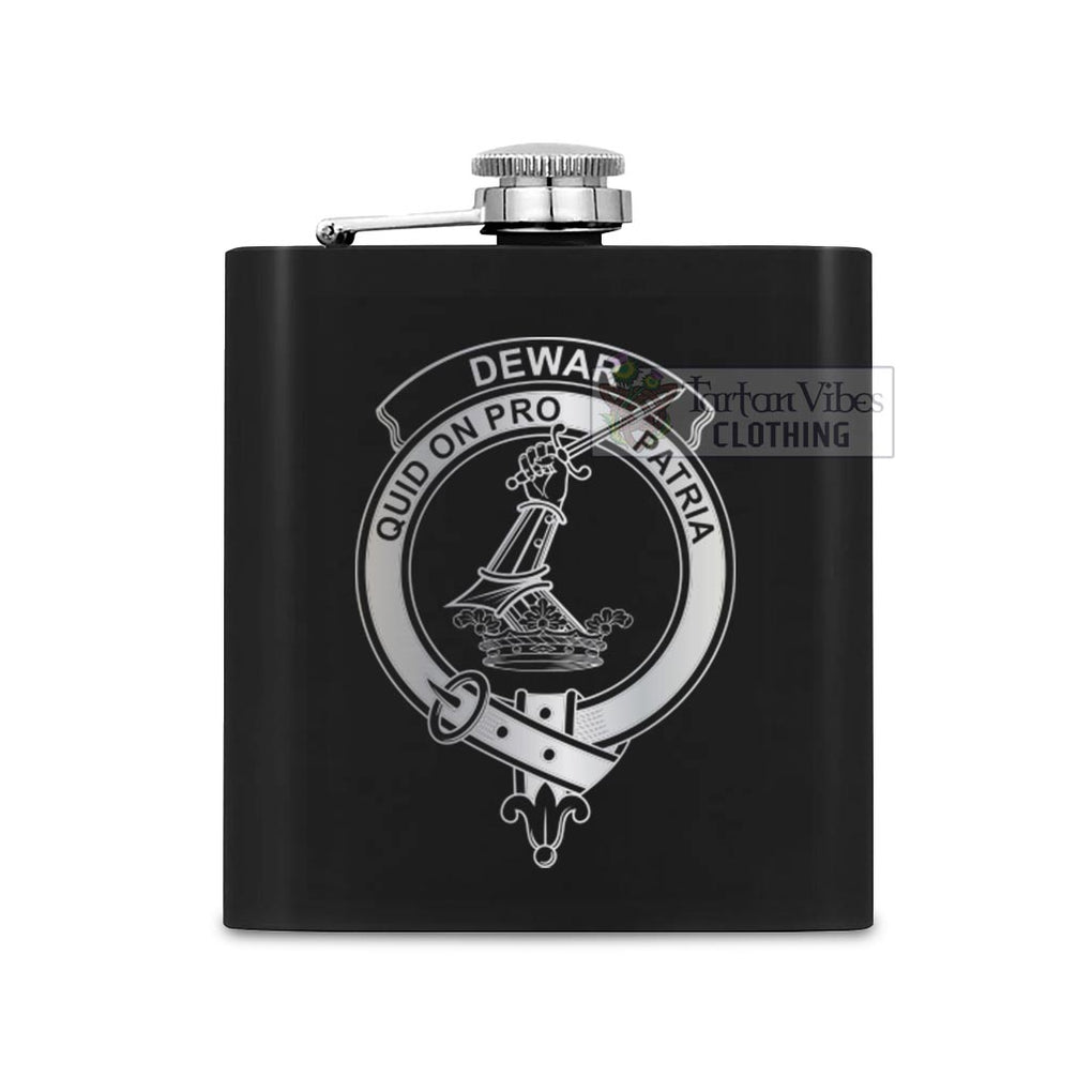 Dewar Crest Hip Flask Set 7oz Black Stainless Steel with A Gift Box One Size 7oz - 2D-tartanvibesclothing