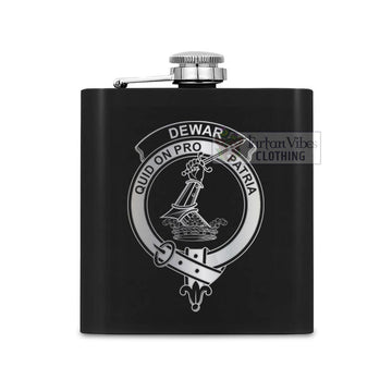 Dewar Crest Hip Flask Set 7oz Black Stainless Steel with A Gift Box One Size 7oz - 2D-tartanvibesclothing
