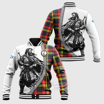 Dewar Tartan Clan Crest Baseball Jacket with Highlander Warrior Celtic Style Unisex - Tartan Vibes Clothing