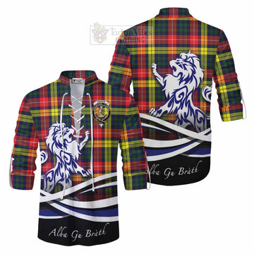 Dewar Tartan Ghillie Kilt Shirt with Alba Gu Brath Regal Lion Emblem Men - Tartan Vibes Clothing