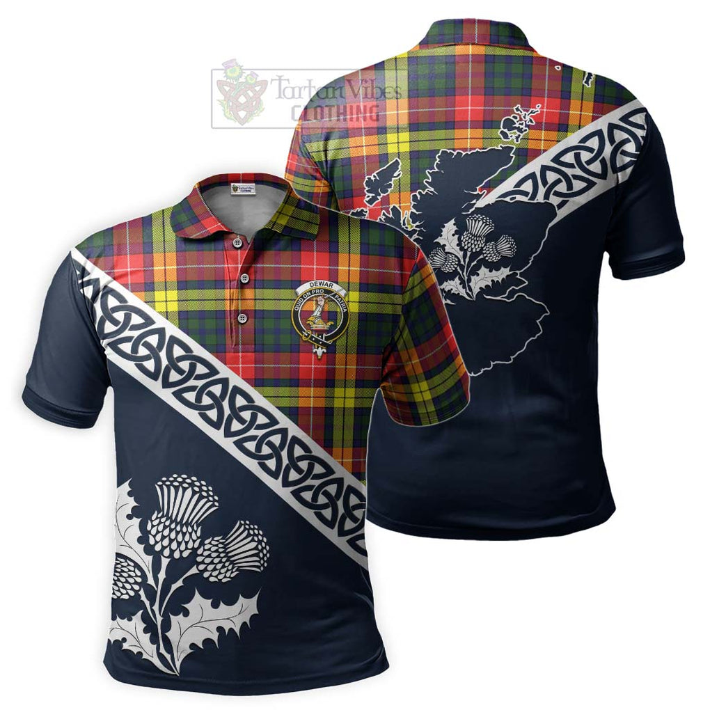 Dewar Tartan Polo Shirt Featuring Thistle and Scotland Map Kid - Tartanvibesclothing Store