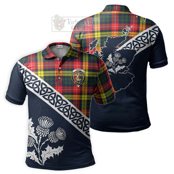 Dewar Tartan Polo Shirt Featuring Thistle and Scotland Map Kid - Tartanvibesclothing Store