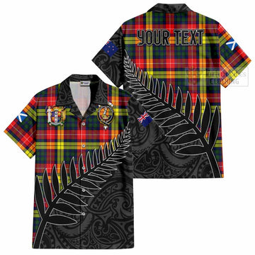 Dewar Crest Tartan Hawaiian Shirt with New Zealand Silver Fern Half Style Kid - Tartan Vibes Clothing