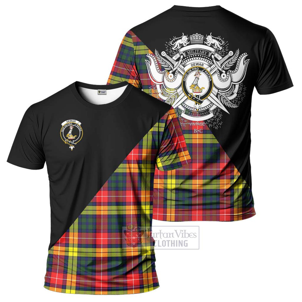 Dewar Tartan T-Shirt with Family Crest and Military Logo Style Kid's Shirt - Tartan Vibes Clothing