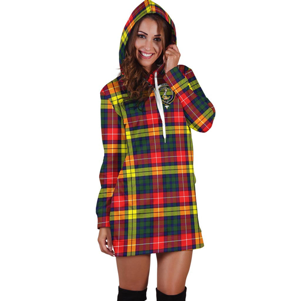 Dewar Tartan Hoodie Dress with Family Crest - Tartan Vibes Clothing