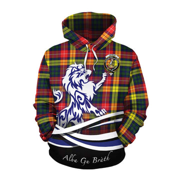 Dewar Tartan Cotton Hoodie with Alba Gu Brath Regal Lion Emblem Pullover Hoodie XS - Tartan Vibes Clothing