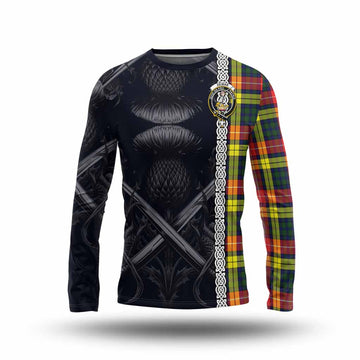 Dewar Tartan Long Sleeve T-Shirt with Family Crest Cross Sword Thistle Celtic Vibes Unisex - Tartan Vibes Clothing