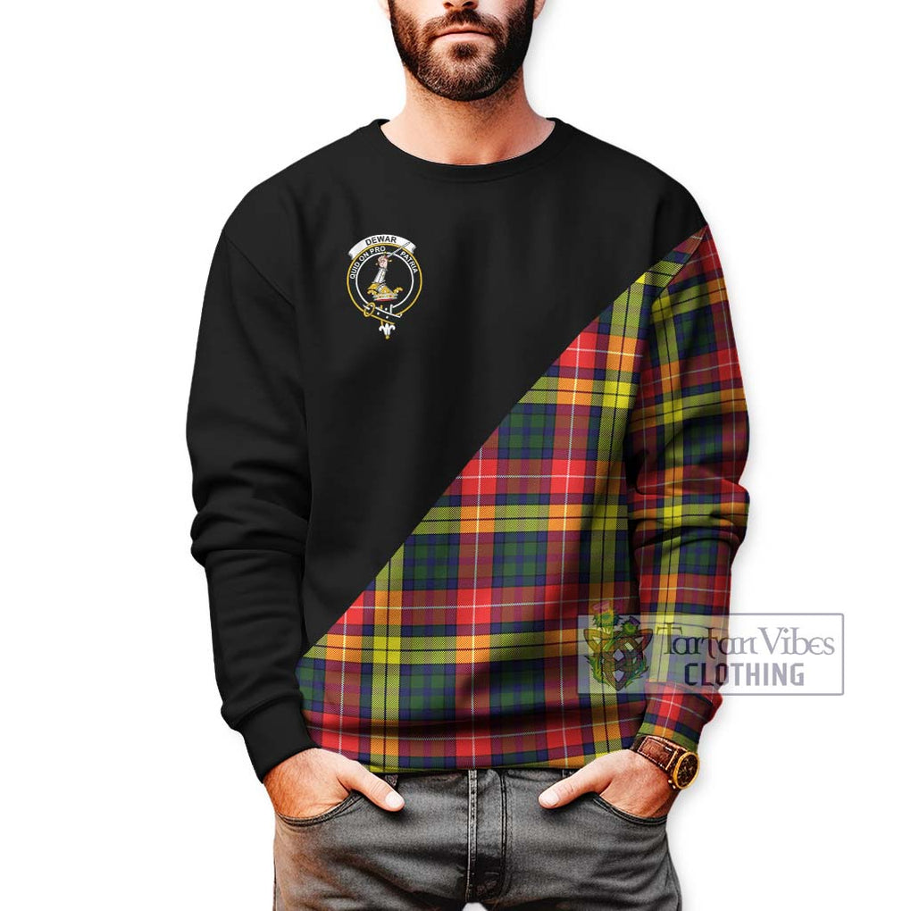 Dewar Tartan Sweatshirt with Family Crest and Military Logo Style Unisex - Tartan Vibes Clothing