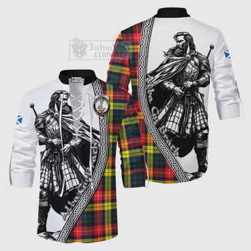 Dewar Tartan Clan Crest Ghillie Kilt Shirt with Highlander Warrior Celtic Style Men - Tartan Vibes Clothing