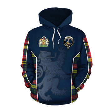 Dewar Tartan Cotton Hoodie with Family Crest and Lion Rampant Vibes Sport Style Pullover Hoodie XS - Tartan Vibes Clothing