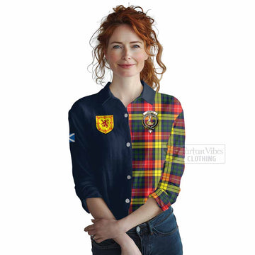 Dewar Tartan Women's Casual Shirt Alba with Scottish Lion Royal Arm Half Style Female - Tartan Vibes Clothing