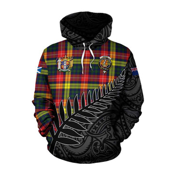 Dewar Crest Tartan Cotton Hoodie with New Zealand Silver Fern Half Style Pullover Hoodie XS - Tartan Vibes Clothing