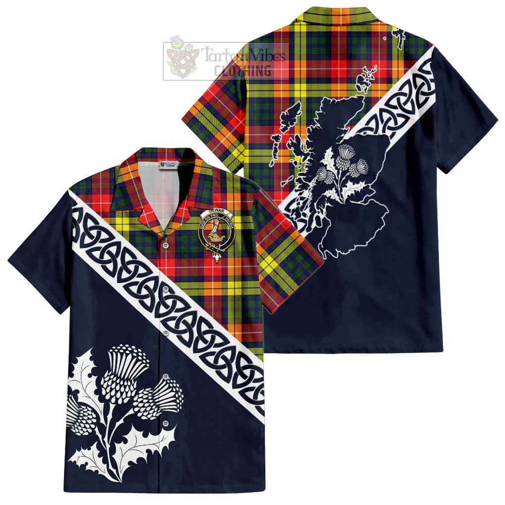 Dewar Tartan Hawaiian Shirt Featuring Thistle and Scotland Map Kid - Tartan Vibes Clothing